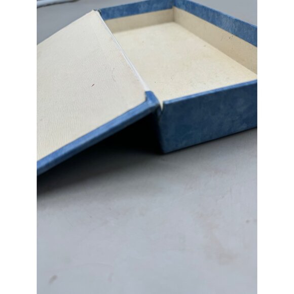 Vintage Blue Floral Design Rectangular trinket Box cardboard 11.5x4.5x1" READ - Picture 6 of 6
